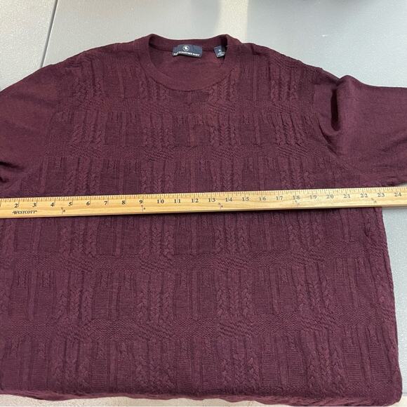 Hart Schaffner Marx Extra Fine Merino Wool XL maroon plum knit sweater V-neck - Picture 10 of 11